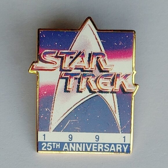 RETRO Star Trek 25th Anniversary Pin 1991 Hollywood Pins - Picture 1 of 3